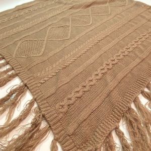 TAN SWEATER PONCHO- ONE SIZE